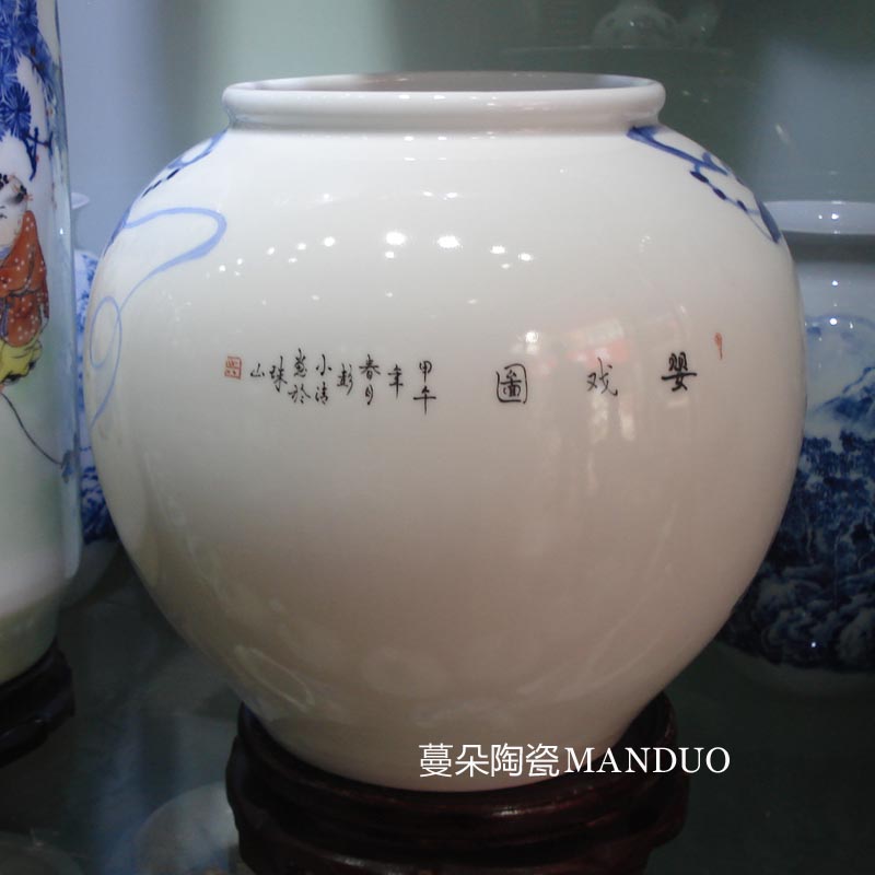 Jingdezhen color tong qu mesa of goldfish goldfish turtle China shallow basin round ball China porcelain