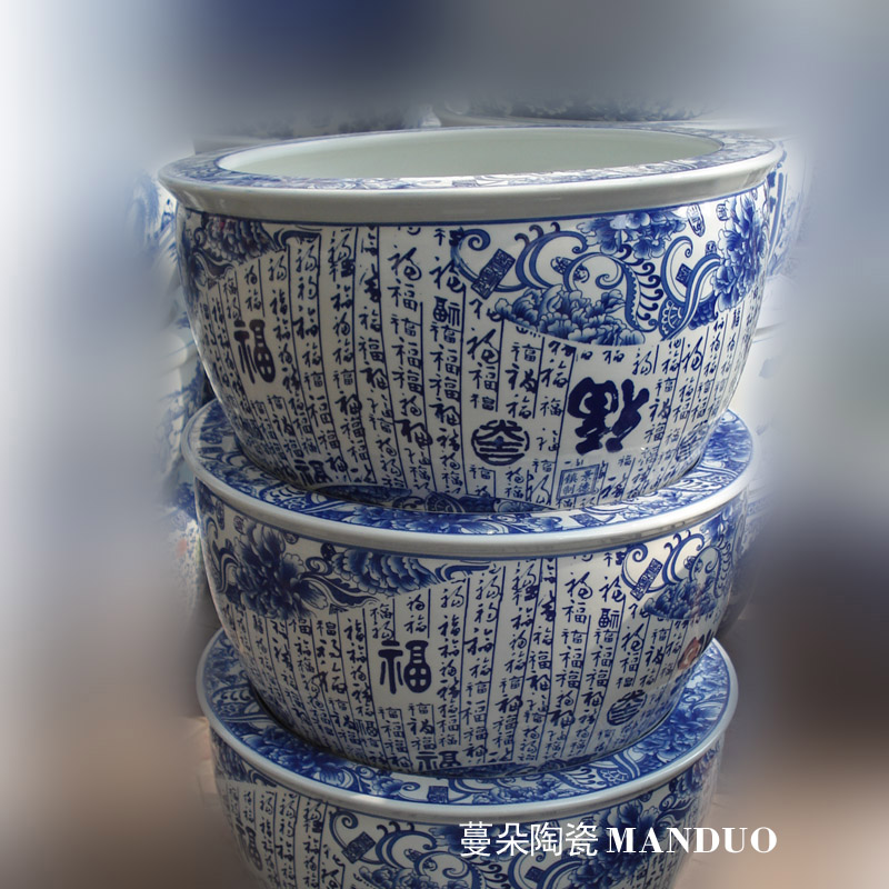 Jingdezhen porcelain qingming scroll VAT porcelain art culture cylinder goldfish fish painting and calligraphy cylinder M 2