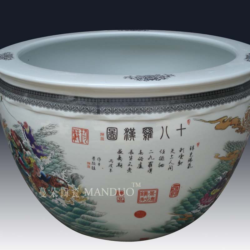 Jingdezhen 18 arhats big cylinder 18 arhats character high - grade porcelain porcelain art large cylinder