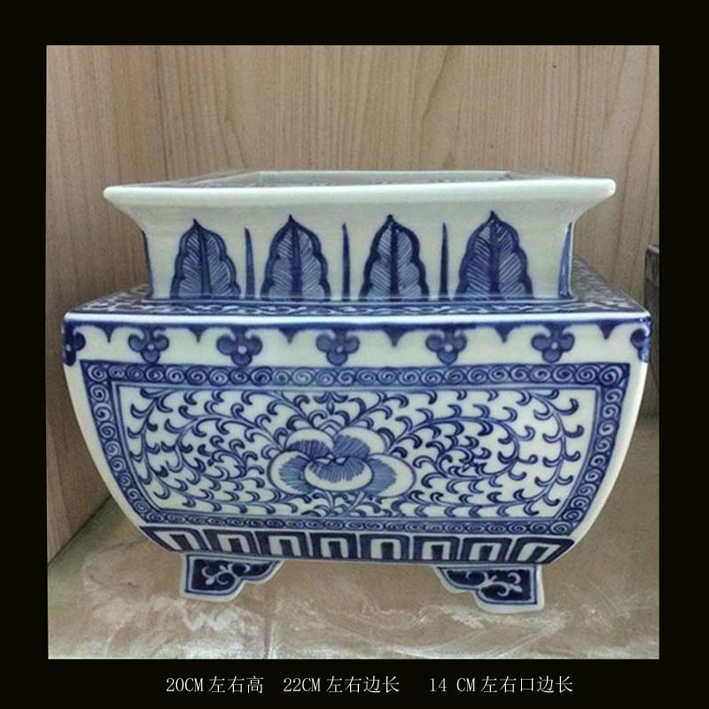 Square move censer hand - made of blue and white porcelain of jingdezhen chicken WenXiangLu jintong abnormity porcelain incense buner