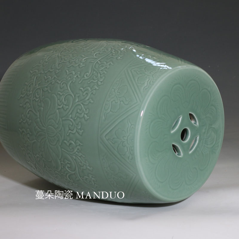 Jingdezhen porcelain shadow green carved bench avant - garde fashion mall porcelain who, villa and courtyard move who