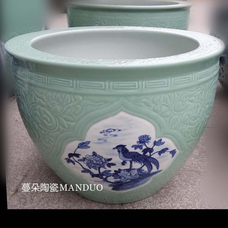 Jingdezhen hand - made jiangnan landscape ceramic porcelain is big sitting room hall study culture vats and calligraphy cylinder