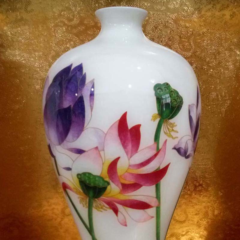 Jingdezhen art mesa high Bai Jing lotus lotus flower vase art furnishing articles porcelain vases, mei bottle