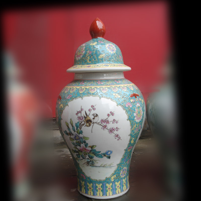 Jingdezhen general famille rose porcelain hand - made can open the general character flower porcelain pot antique painting