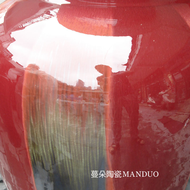 Jingdezhen high - grade floor vase red hot red vase three Yang kaitai, variable glaze vase the unapologetically