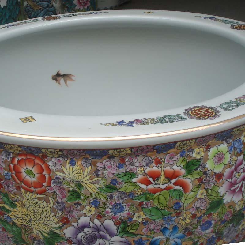 Jingdezhen manual pastel painting peony vats over porcelain art display VAT wealth and key-2 luxury
