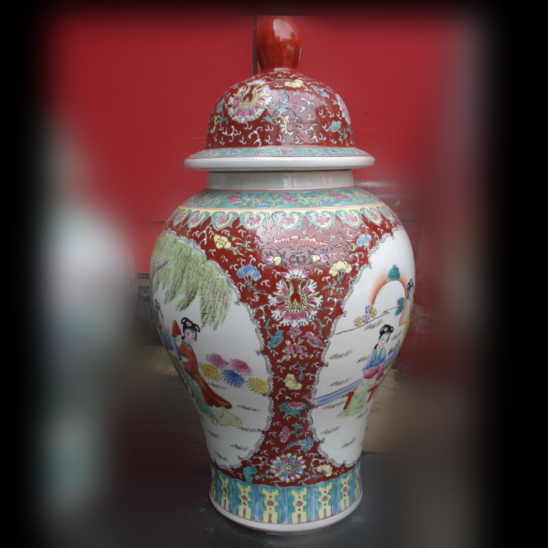 Jingdezhen general famille rose porcelain hand - made can open the general character flower porcelain pot antique painting