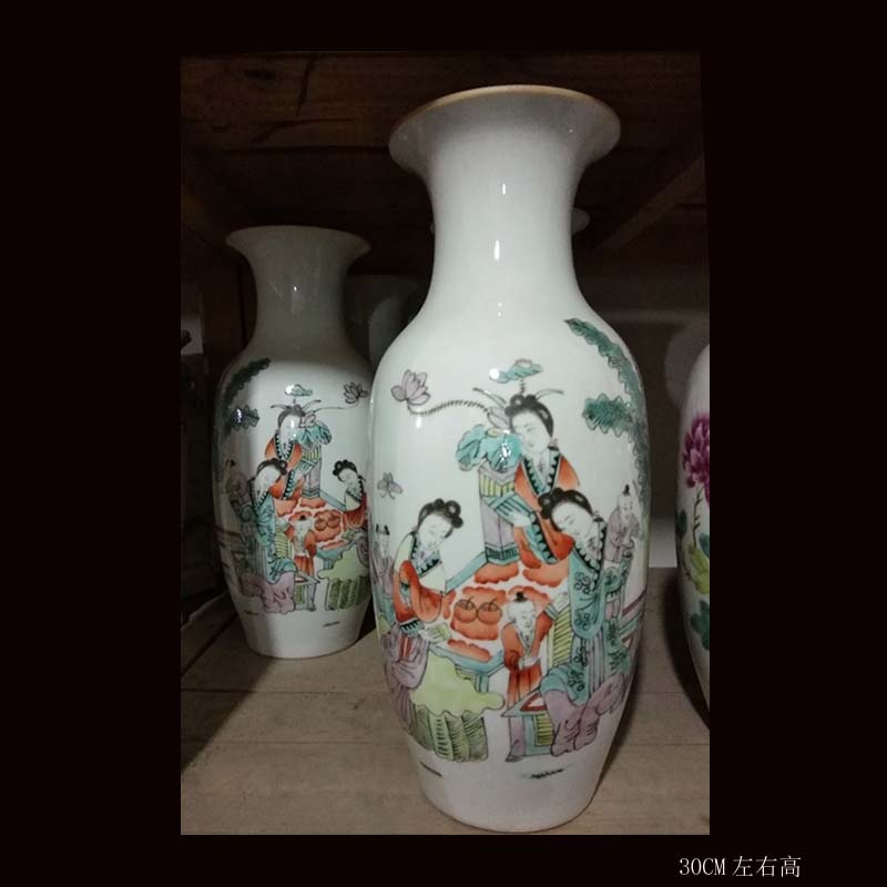 Jingdezhen 50 cm Gao Qinghua dragon vase landing display furnishing articles 30 cm high pastel maid ceramic floret bottle