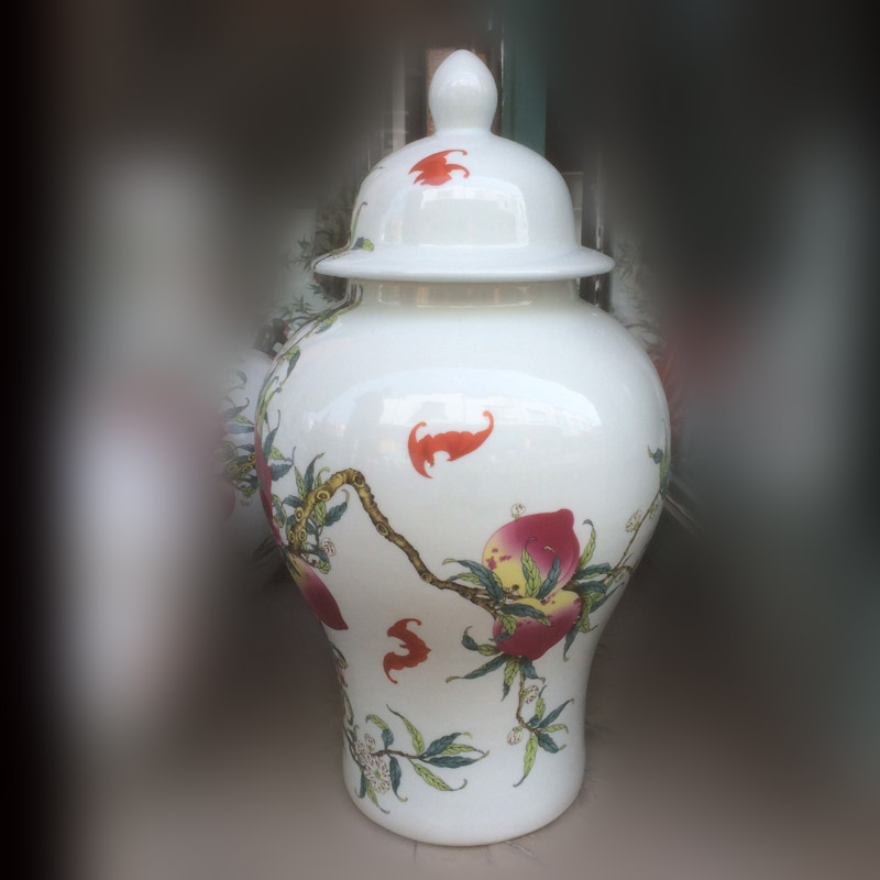 Jingdezhen imitation qianlong xiantao general porcelain pot display live general moral xiantao bat the general tank