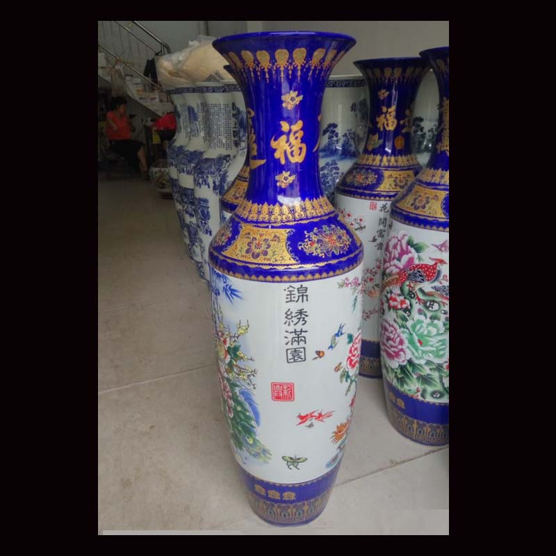 Jingdezhen of large vases, ceramic vases, hand - made powder enamel vase elegant vase opening of the vase