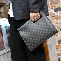 Mens Checkered Single Shoulder Bag Inclined Satchel Boy Trend Satchel Briefcase Briefcase Daily Street Head Fashion Backpack Handbag