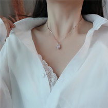 Net red same titanium steel does not fade lucky star flash diamond necklace Female net red clavicle chain simple personality pendant jewelry