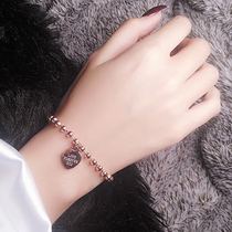 Korea rose gold titanium steel non-fading bracelet female ins net red love 520 Roman numerals round beads fashion bracelet