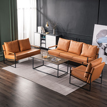 Modern simple industrial style leather sofa negotiation reception rest area Leisure meeting office sofa combination
