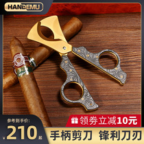 CIGARLOONG cigar cutter cigar knife stainless steel wave pattern with leather knife set cigar scissors