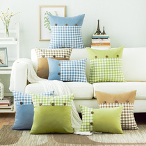 Zakka hand style fabric plaid pillow cushion fresh cute sofa bedside office nap pillow guard