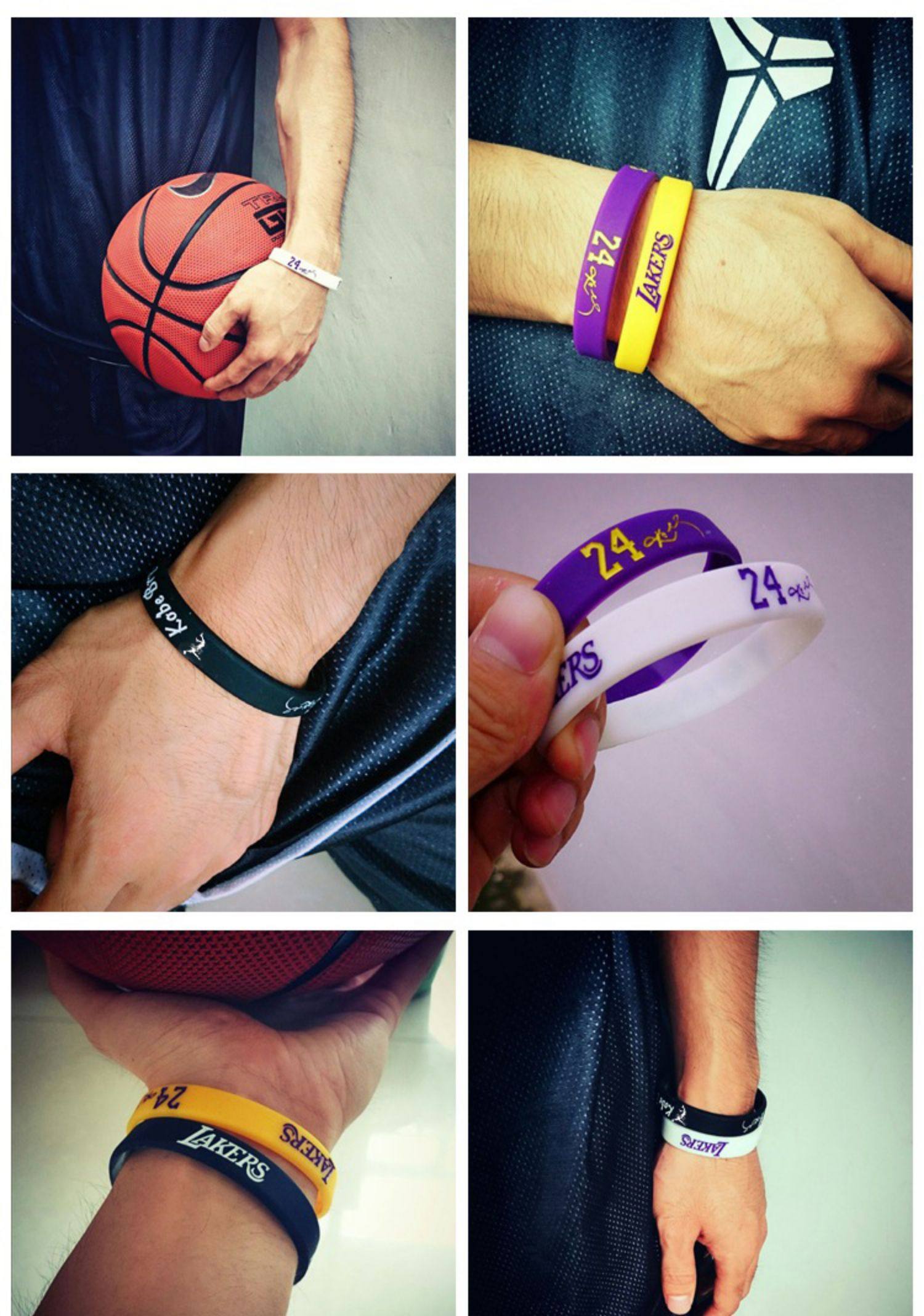 科比24号篮球手环夜光湖人队黑曼巴纪念运动腕带情侣手链带大小号