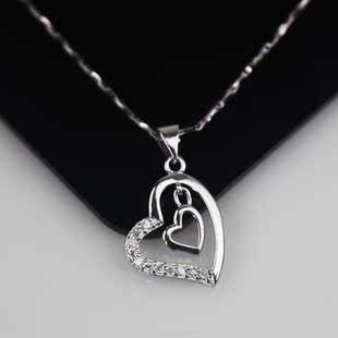 925银项链韩版时尚短款锁骨链爱心银饰吊坠七夕情人节送女友礼物