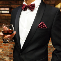 Hyde Park Bow Tie Mens wedding wedding dress Formal suit Groom Burgundy Purple bow collar flowers