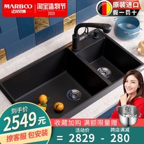 Marian Bode imported quartz stone sink kitchen large double groove granite wash basin sink dish sink 980
