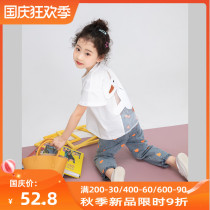 Original parent-child dress girl white swan print cotton childrens T-shirt 2021 summer new cartoon short sleeve solid color