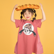Rat adult series girls cartoon printed dress 2021 summer new foreign style childrens thin dress