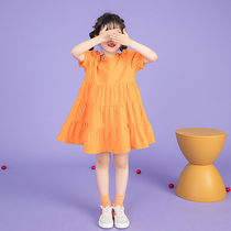 Miss Sunny original girls pleated stitching foreign style dress 2021 summer new cute bubble sleeve skirt