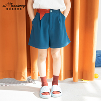 Korean version of high waist straight zipper suit shorts summer girls new loose foreign style casual five-point pants girls