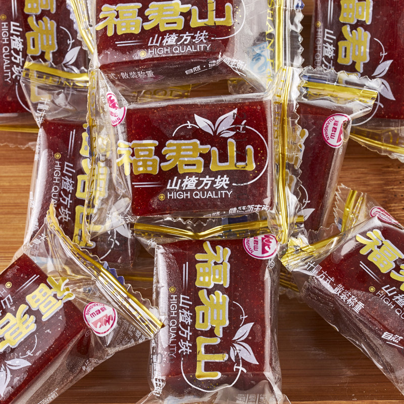 福君山山楂方块果丹皮包装500g儿童开胃零食山楂块酸味山楂卷