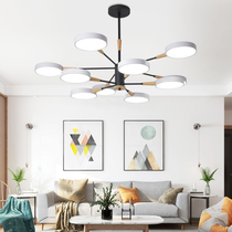 Nordic ins living room lamp Simple modern wooden dining room lamp Study lamp Personality Japanese solid wood lamp led chandelier