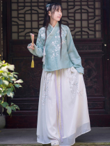 Spot Hanfu womens waist-length skirt improved Chinese style ancient dress can be worn daily summer thin summer ancient style full set