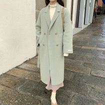 2020 Autumn and Winter new hand-sewn double-sided woolen temperament commuter womens suit collar bead wool coat