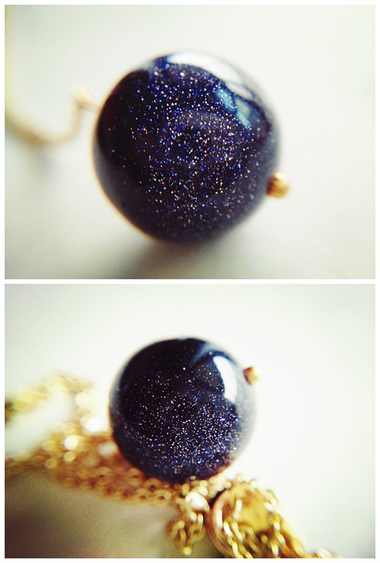 买一送三包邮【星空】蓝砂石项链女纯银 星空项链锁骨链古寺加持