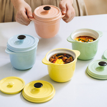 Tree macaron stew Cup household with double ear ceramic small soup cup water steamed egg bowl soup crock pot pot one person stew pot