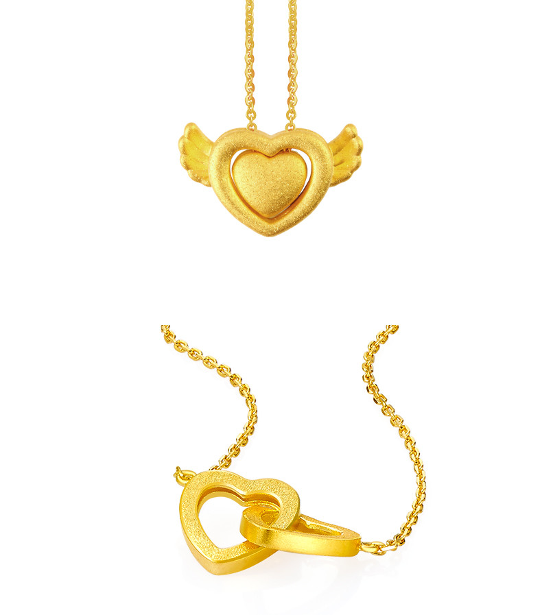 曼卡龙黄金项链 女六芒星套链足金女士锁骨链时尚新款计价_7折现价