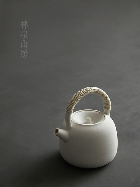 林泉山房 陶壶 烧水壶煮茶壶 耐火手工茶具白陶泥茶壶电陶炉可用