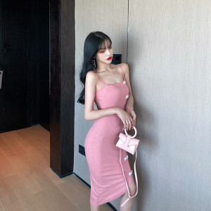 Cheongsam sling slit buttock long dress