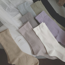 Peach honey candy Japanese basic socks women solid color comfortable spring and summer thin mid socks ins tide socks women