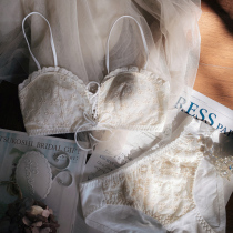 Peach honey candy lace girl bra set sweet water soluble flower embroidery thin Cup sexy underwear students without steel ring