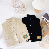 Autumn and winter clothes thickened foreign style zipper to keep warm childrens vest vest baby 2-8 years old casual corduroy top 3
