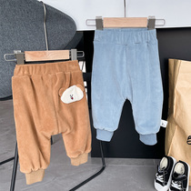 0-2 years old infants winter baby cloud cute plush fleece thick pants baby casual newborn warm pants 1