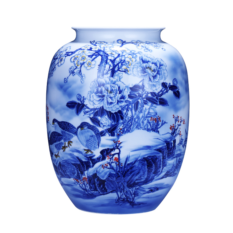 Jingdezhen ceramics hand - made large blue and white porcelain vase a snow harvest idea gourd bottle home furnishing articles