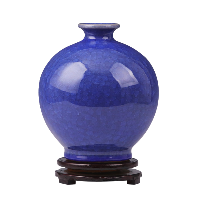 Jingdezhen ceramic vase furnishing articles flower arranging archaize crack household adornment blue porcelain Chinese style restoring ancient ways is the sitting room