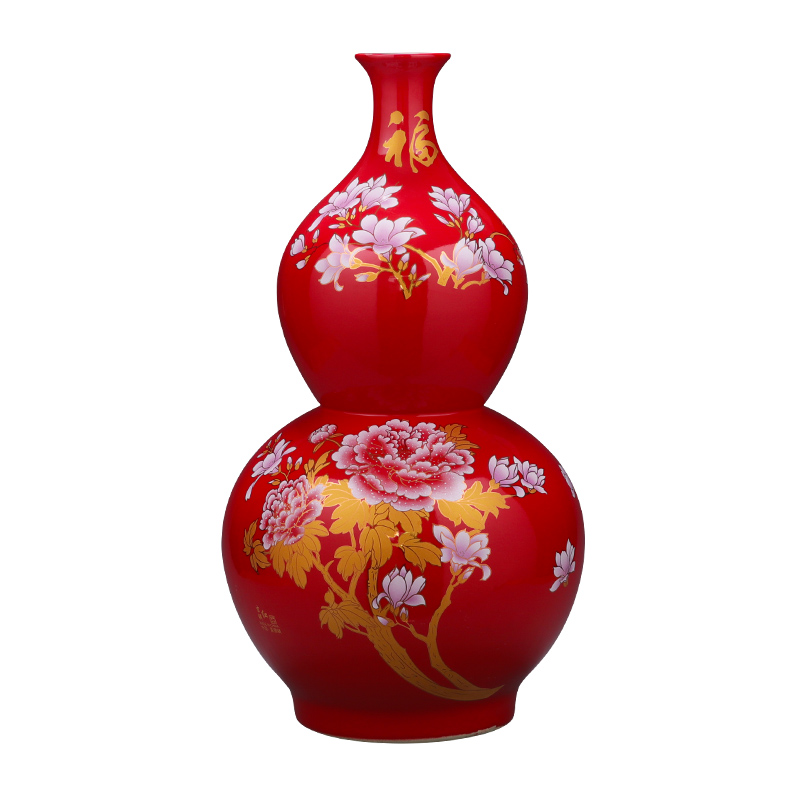 Jingdezhen ceramics of large vase large gourd vases flower arrangement sitting room TV ark, hotel decoration