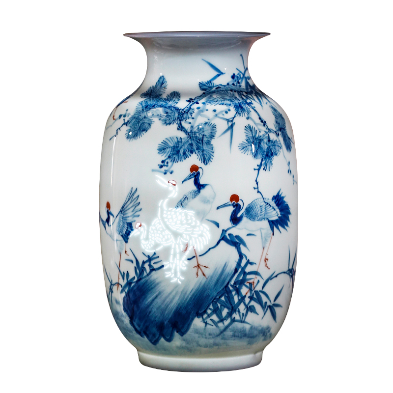 Jingdezhen ceramic hand - made porcelain vase of new Chinese style household flower arranging rich ancient frame sitting room adornment handicraft furnishing articles