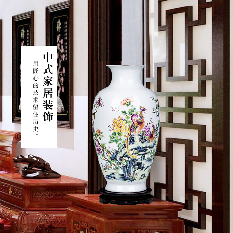 Jingdezhen ceramics powder enamel vase of TV ark, wine bottle of Chinese flower arrangement sitting room household adornment furnishing articles