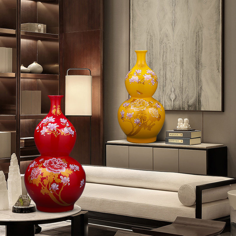 Jingdezhen ceramics of large vase large gourd vases flower arrangement sitting room TV ark, hotel decoration