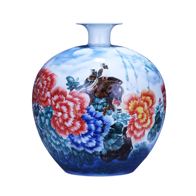 Jingdezhen ceramics hand - made wealth and auspicious pomegranate big vase modern Chinese style household living room TV ark, furnishing articles