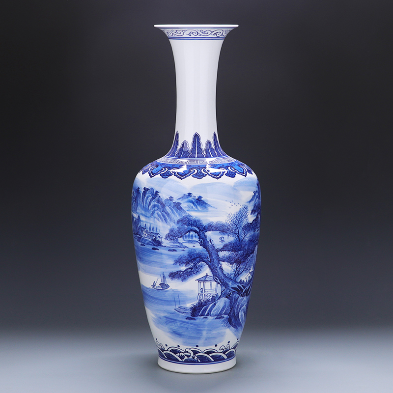 Jingdezhen ceramics of large vase large hand - made scenery of blue and white porcelain porcelain home furnishing articles