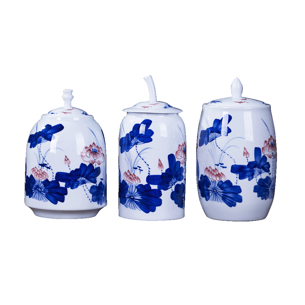 Hong xuan jingdezhen ceramic tea pot lotus storage tank is I and contracted household adornment handicraft furnishing articles in the living room